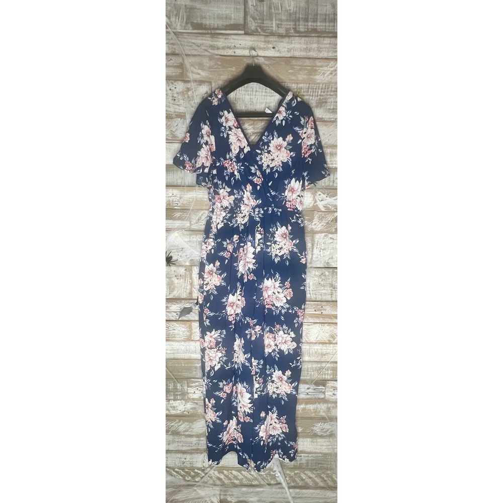 Xhilaration womens wide leg floral blue jumper L‎